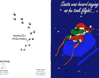 Gator Santa Took Flight Greeting Card | Gator Greeting Cards | Florida Gator Original Greeting Cards | Gator Gifts