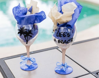 Beach Theme Wine Glass