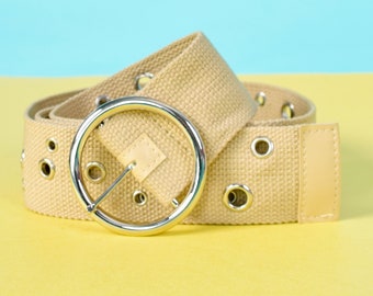 Deadstock Canvas Belt - Multi Metal Grommets - Tan OR White