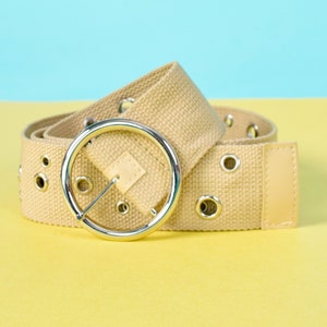 Deadstock Canvas Belt - Multi Metal Grommets - Tan OR White