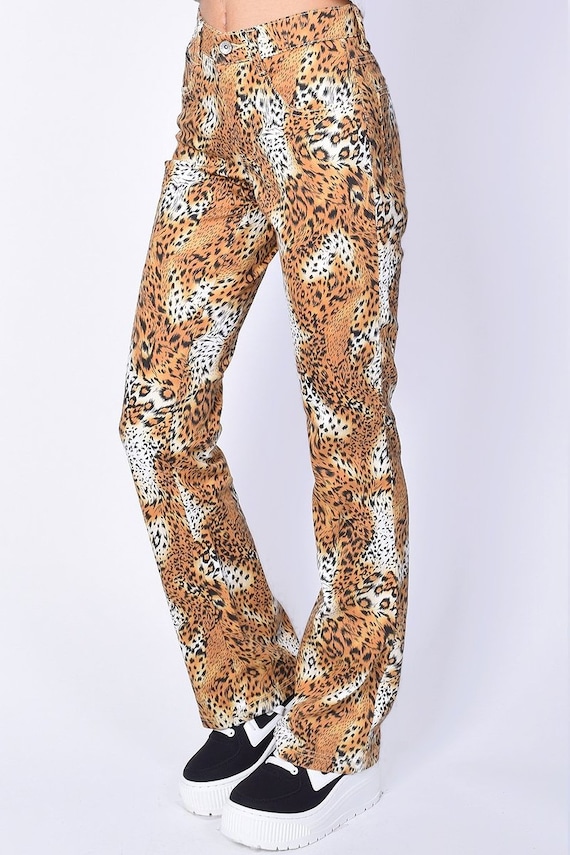Deadstock Amanda Leopard Print Flare Pants ~ Size… - image 4