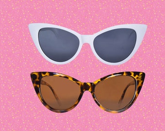 Perfect 90's Deadstock Cat Eye 90s Retro Sunglasses - Tortoise Brown or White!