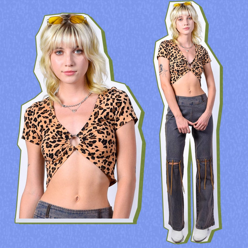 Deadstock Y2K Leopard Ring Crop Top FREE SHIPPING