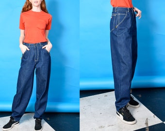 Vintage Denim: 80s Medium Wash High Waist Tapered Leg Mom Jeans by Sasson