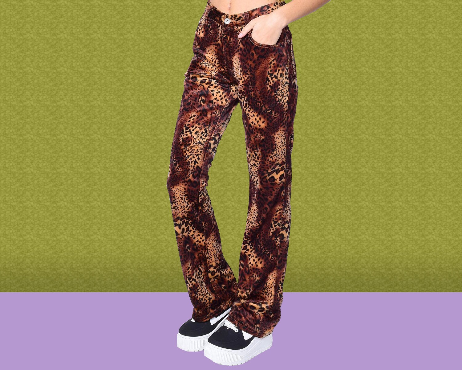 cheetah flare jeans