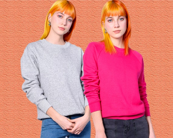 90s BASICS: Deadstock Raglan Crew Neck Sweatshirts! Small, Heather 