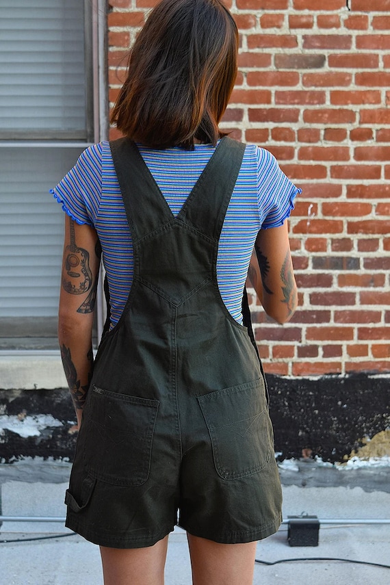 90s Deadstock Denim Overall Shorts! ~ OLIVE GREEN… - image 5