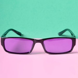 90s/Y2K Black Rim Deadstock Sunglasses Black/Blue/Purple image 1