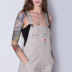 90s Deadstock Denim Overall Shorts KHAKI / TAN Free US Shipping image 4