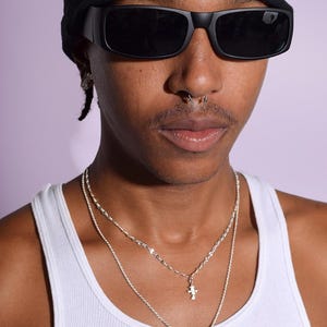 Gafas de sol rectangulares negras con patillas anchas de los años 90 de Deadstock imagen 3