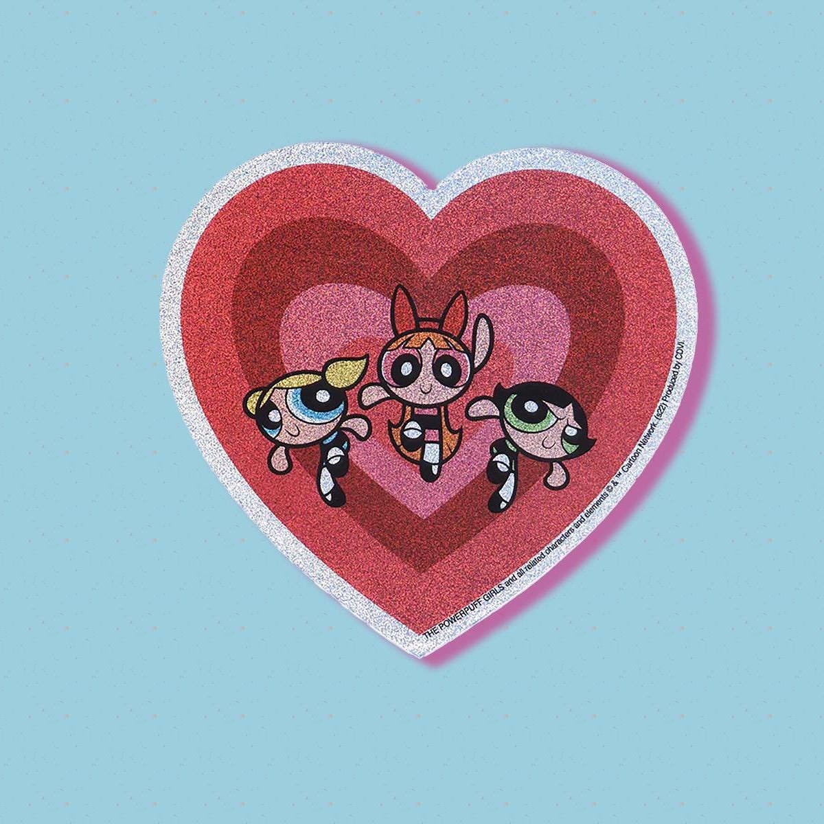 Powerpuff Girls Heart *Glitter* Deadstock Large Sticker