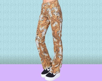 Deadstock Amanda Leopard Print Flare Pants ~ Size XS/S -  Free US Shipping