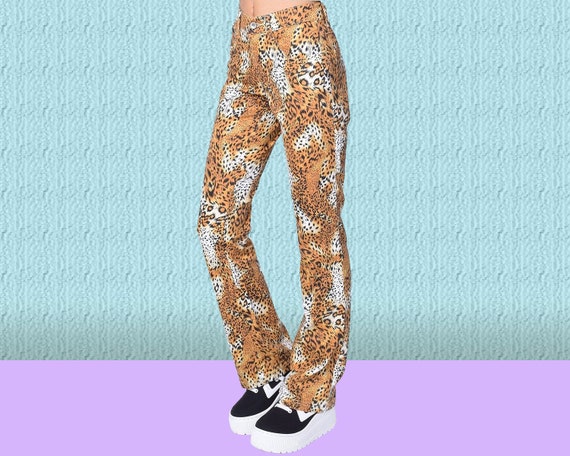 Deadstock Amanda Leopard Print Flare Pants ~ Size… - image 1