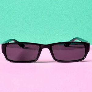 90s/Y2K Black Rim Deadstock Sunglasses Black/Blue/Purple image 4