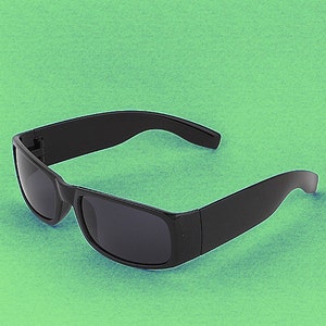 Deadstock 90s Wide Temple rectangle BLACK Sunglasses