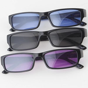 90s/Y2K Black Rim Deadstock Sunglasses Black/Blue/Purple image 7