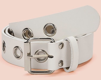 WHITE Deadstock 90s  Grommet Belt