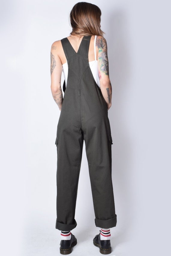 90s Deadstock Cargo Baggy Overall Pants - Army Gr… - image 7