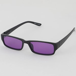 90s/Y2K Black Rim Deadstock Sunglasses Black/Blue/Purple image 6