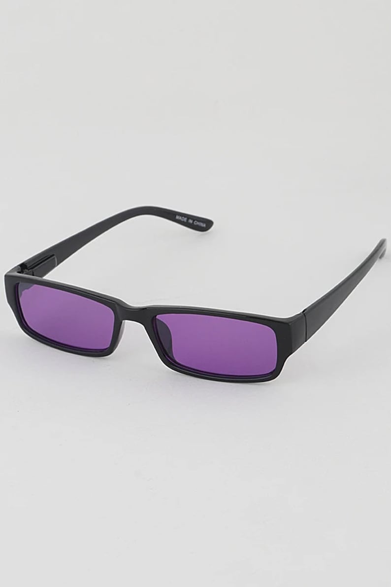 90s/Y2K Black Rim Deadstock Sunglasses Black/Blue/Purple image 6