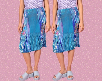 ¡Falda midi floral con microplisados y efecto palomitas de maíz mágicas!