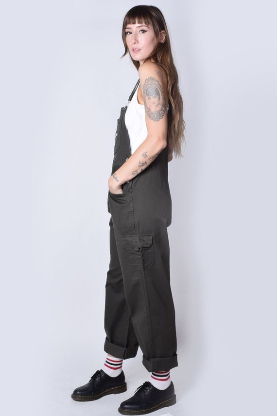 90s Deadstock Cargo Baggy Overall Pants - Army Gr… - image 5