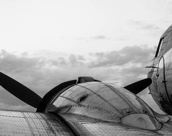 Metal Photo Print Aviation DC-3 Aereo Wing Engine