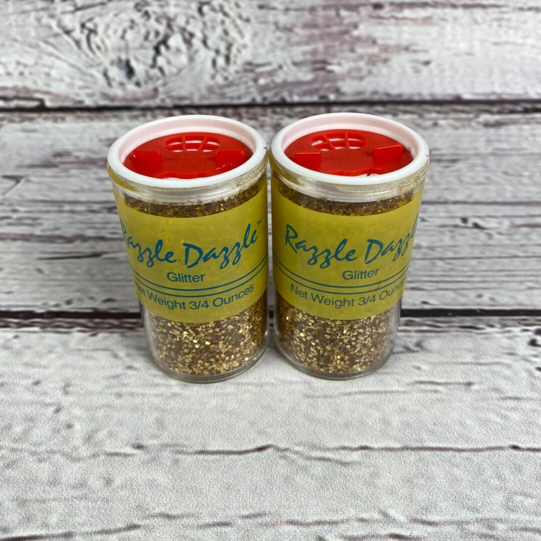 Vintage Dennison Razzle Dazzle Glitter Gold 3 4 Oz Shaker Container Lot vintage-dennison-razzle-dazzle-glitter-gold-3-4-oz-shaker-container-lot