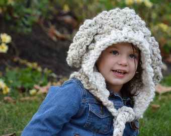 Crochet Lamb Hat with Braided Ties for Toddler 2T-4T