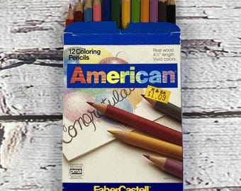 Lápices de colores Faber-Castell American Coloring Vintage 80s, caja de 12, madera auténtica, 4,5"