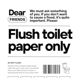 Flush Toilet Paper Only Restroom Sign - Downloadable