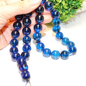 Amber Tesbih Islam Prayer Beads Subha Tasbih Blue Dominican Amber 33 Round 12.5 mm Diameter Beads