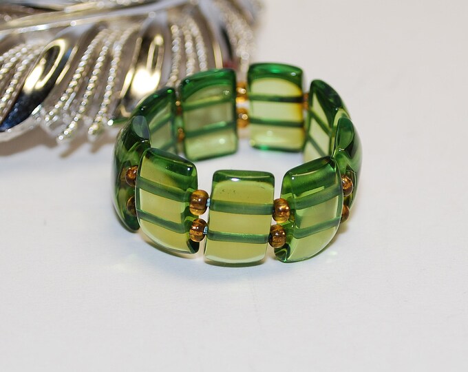 Amber Ring Genuine Green Caribbean Amber Stretch Ring Flexible Size Etsy