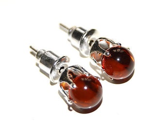 Amber Earrings Cognac Color Stud Earrings Made Of Genuine Baltic Amber