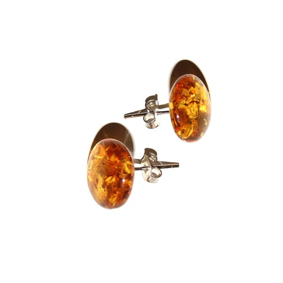 Boucles d'oreilles puce Feuilles Ambre et Argent