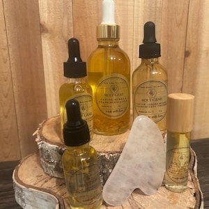 Holy Grail | Frankincense and Myrrh Anointing Oil | Sacred and Nourishing | Botanical Infusion 1 oz. w/Gua Sha