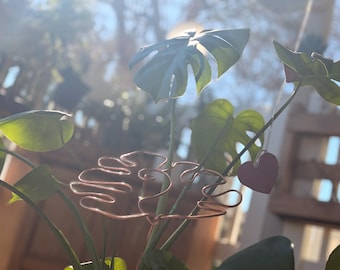 Handmade Copper Monstera Trellis | Modern Plant Support Ring