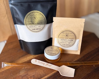Polvo facial iluminador de miel / Mascarilla de arcilla de miel activada / Ritual facial exfoliante suave /