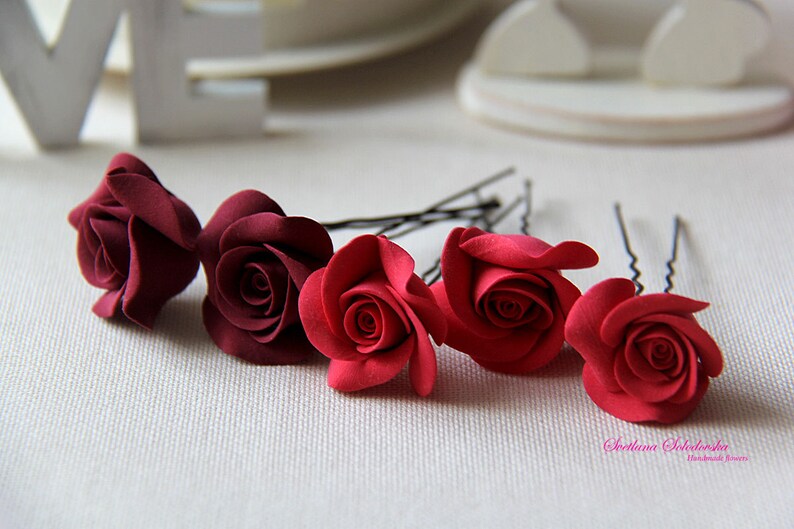 Bridal Hair Pins Rose hair pins Wedding Hair Pins Floral hair Pins Wedding Accessories Flower in her hair Flower headpiece Hair pin rose