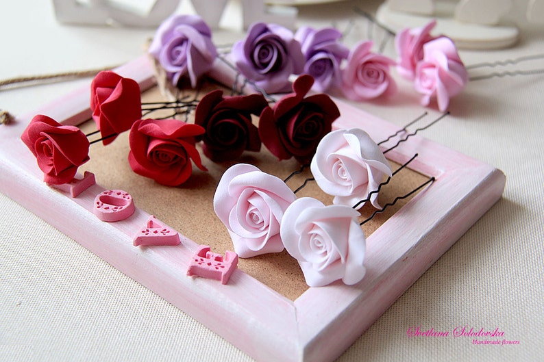 Bridal Hair Pins Rose hair pins Wedding Hair Pins Floral hair Pins Wedding Accessories Flower in her hair Flower headpiece Hair pin rose