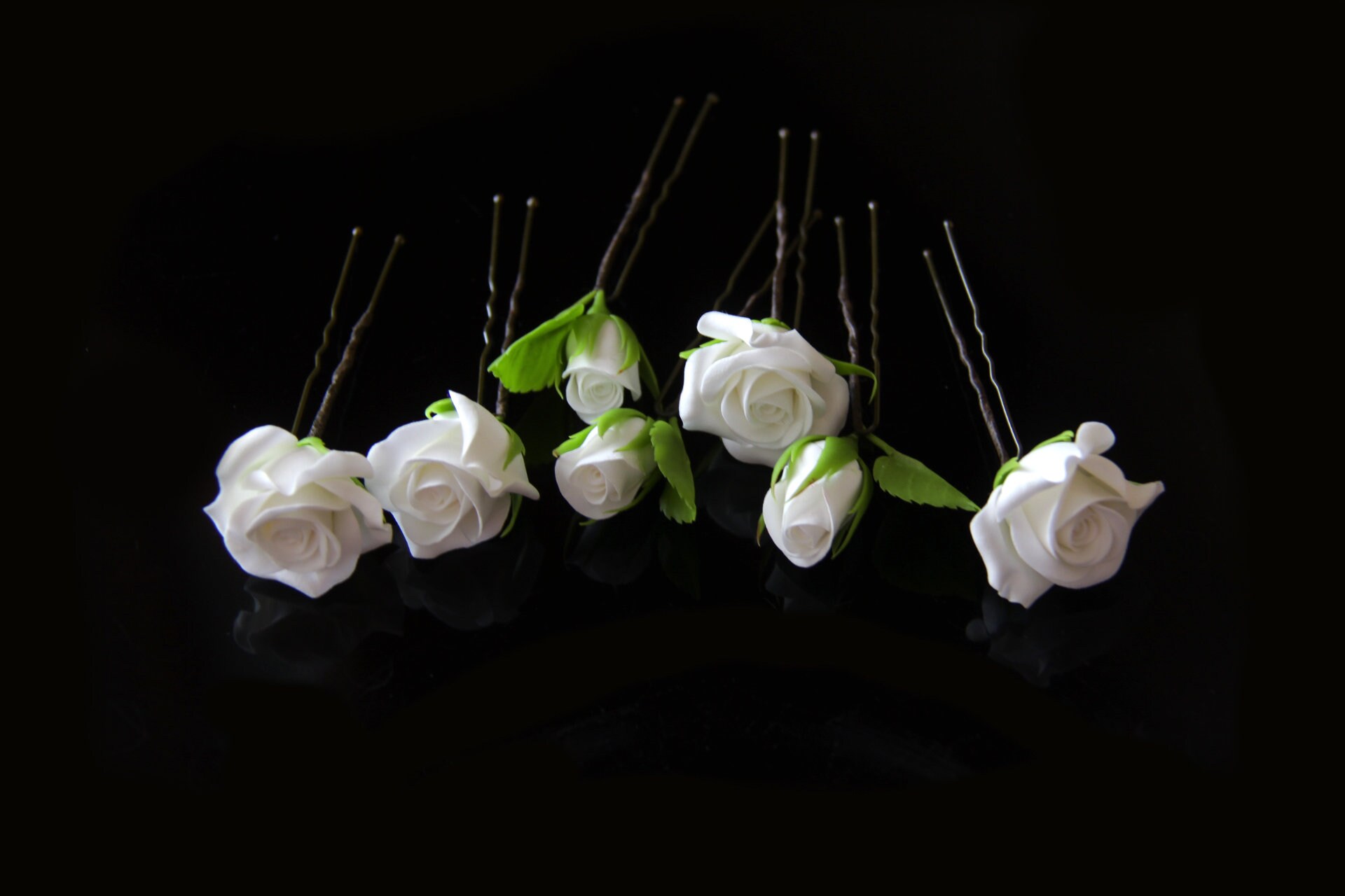 Rose Hair Pins Bridal Hair Pins White Flowers Hair Pins SET Etsy