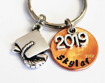 Graduation Gift.  CLASS OF 2024. Personalized Graduation Penny With Cap Charm.  Personalized Graduation Penny.  Graduation. Graduation Cap.