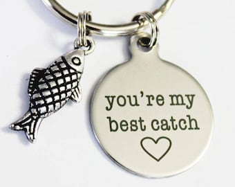 You're My Best Catch. Gift for Him. Gift for Her. Couples Gift. Anniversary Gift. Fish. Best Catch Keychain. Couples Keychain.