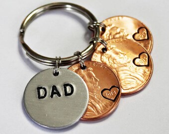 Dad gift. Christmas gift for dad. Anniversary gift for men. Birthday gift  dad. Penny Keychain. Gift For Him. Dad Keychain. Fathers Day Gift