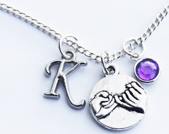 Initial Necklace. Birthstone Necklace. BFF. Best Friends. Promise. Promise Necklace. Birthstone. Initial.