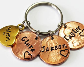 MOTHERS DAY GIFT.  gift for mom. Mother's Day Gift. Penny Keychain. Initial Keychain. Mother in law gift. Mother's Day. Fathers day gift