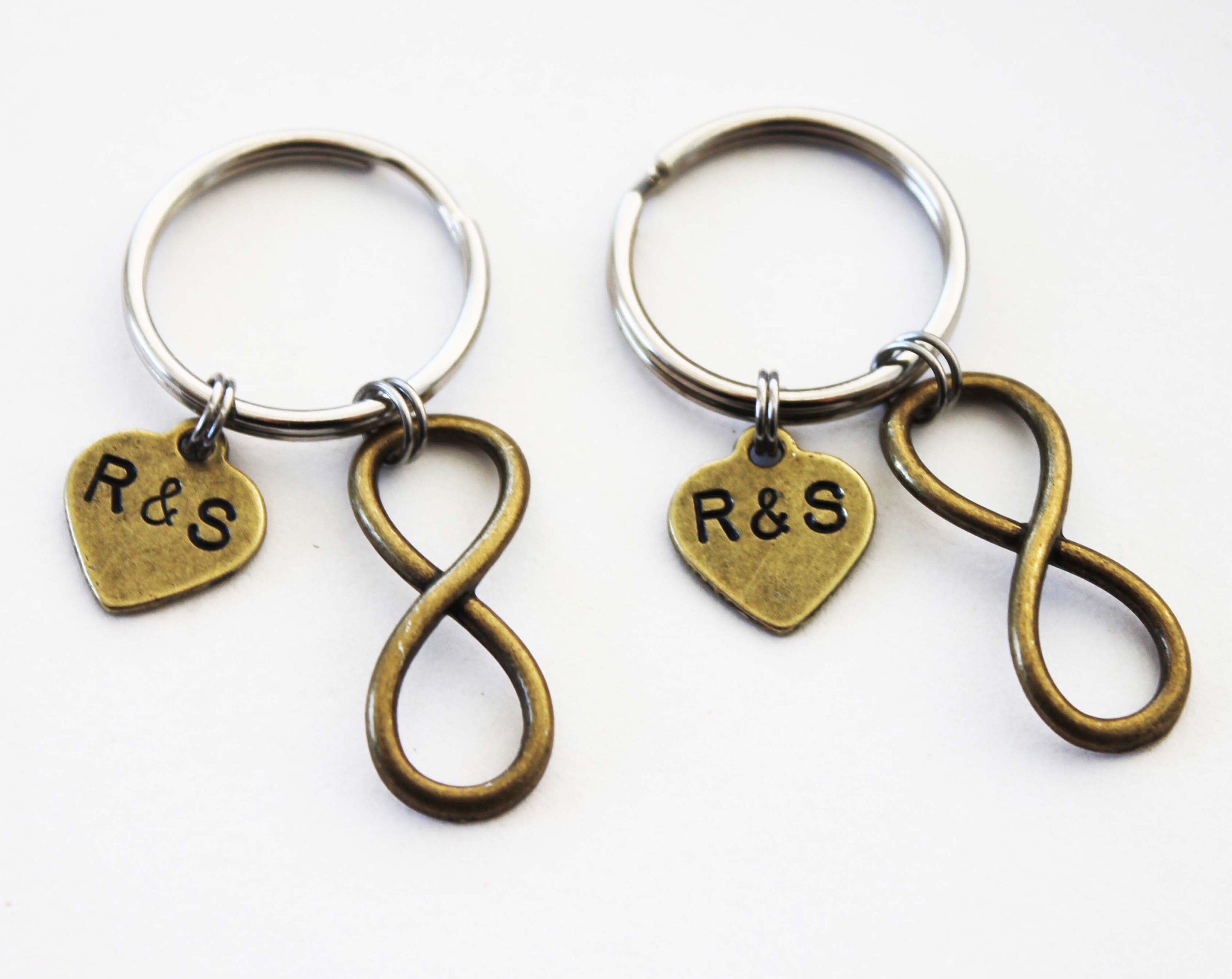 Bronze INFINITY and INITIAL keychain. Bronze. Personalized. Etsy