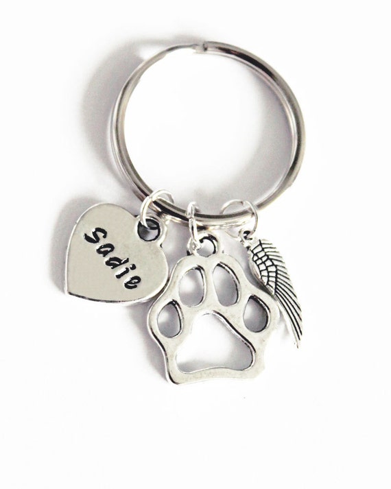 Dog Memorial Keychain Personalized Dog Keychain. Dog Paw. Etsy