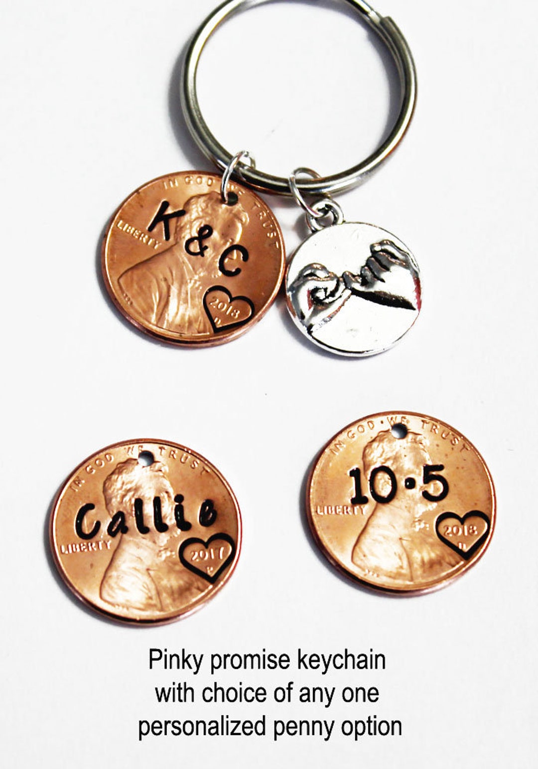 PENNY KEYCHAIN. Personalized Penny Keychain. Stamped Penny. Anniversary