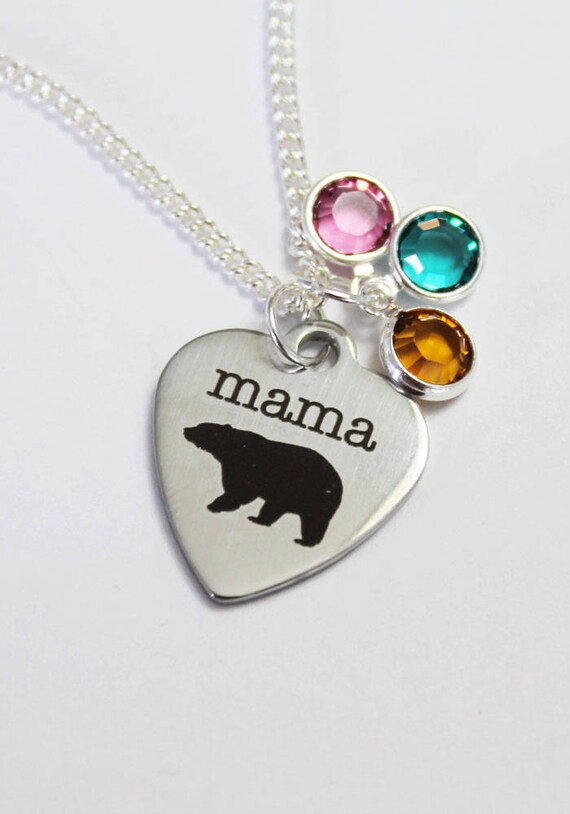 Mama bear necklace with birthstones outlet